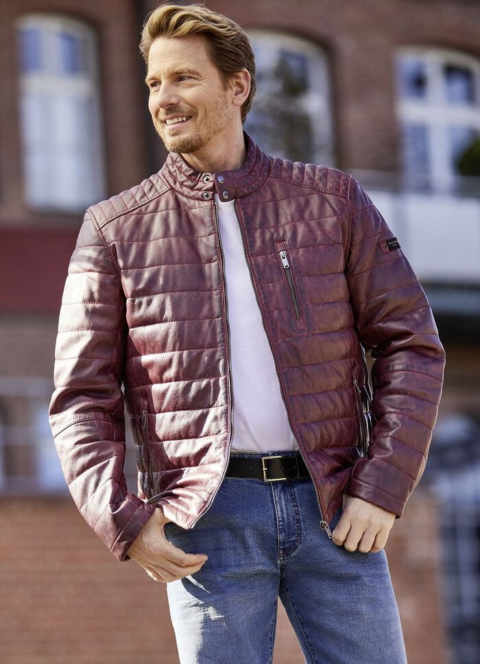 Lederkurzjacke von &laquo;Cabrini&raquo; in 3 Farben ANTIK DUNKELROT